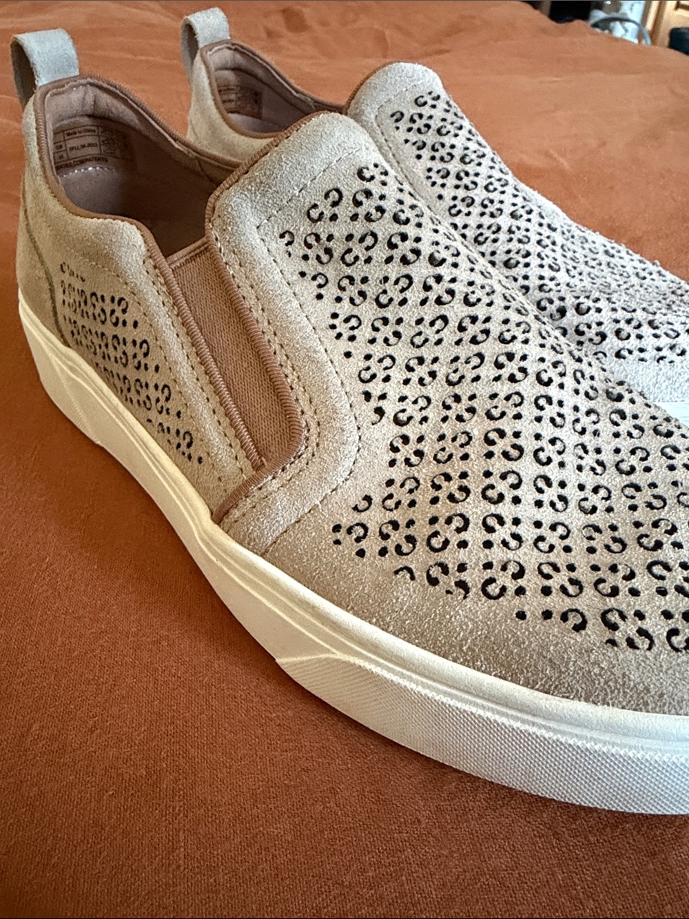 Vionic Women's Slip-On Perforated Suede Sneakers in Beige - Picture 5 of 5